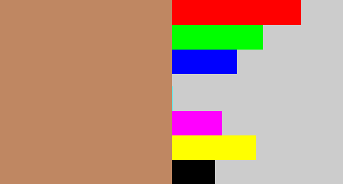 Hex color #bf8762 - pale brown