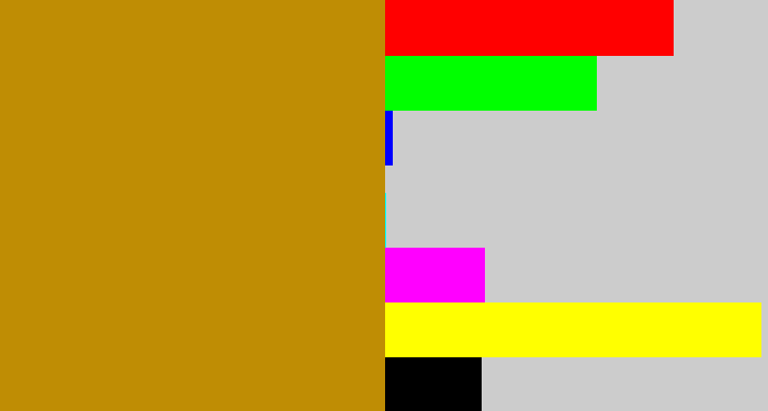 Hex color #bf8d04 - ochre