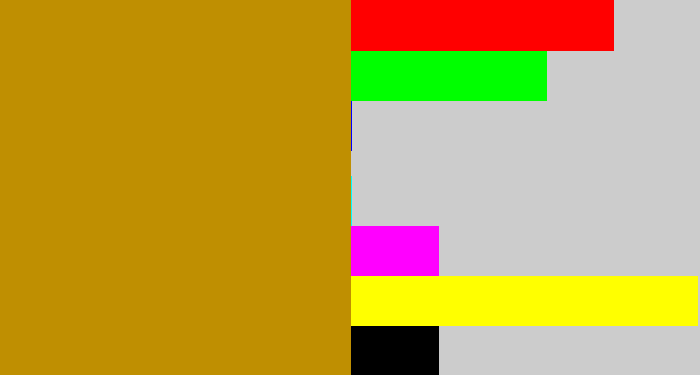 Hex color #bf8f01 - ochre