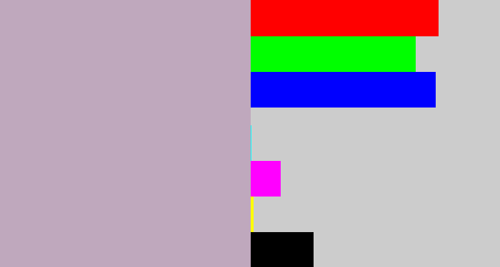 Hex color #bfa8bd - pinkish grey