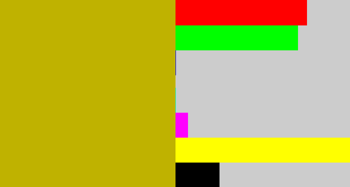 Hex color #bfb200 - muddy yellow