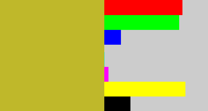 Hex color #bfb82a - puke yellow