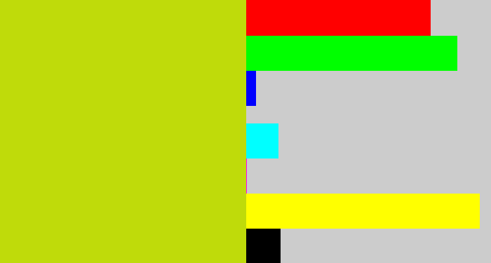 Hex color #bfdb0a - green/yellow
