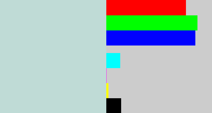Hex color #bfdbd6 - light blue grey