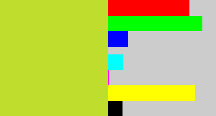 Hex color #bfdd2d - sickly yellow