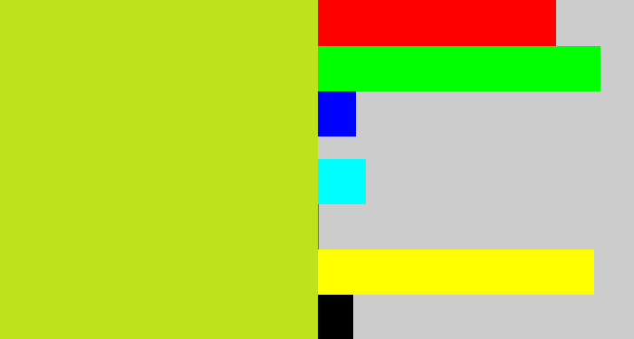 Hex color #bfe21e - yellowish green
