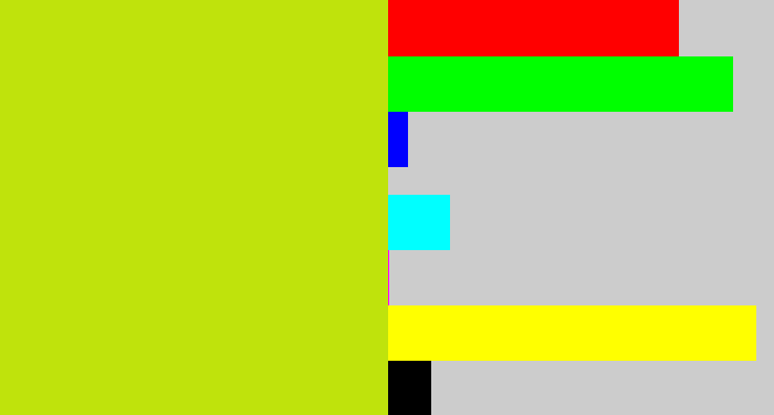 Hex color #bfe30c - yellowish green