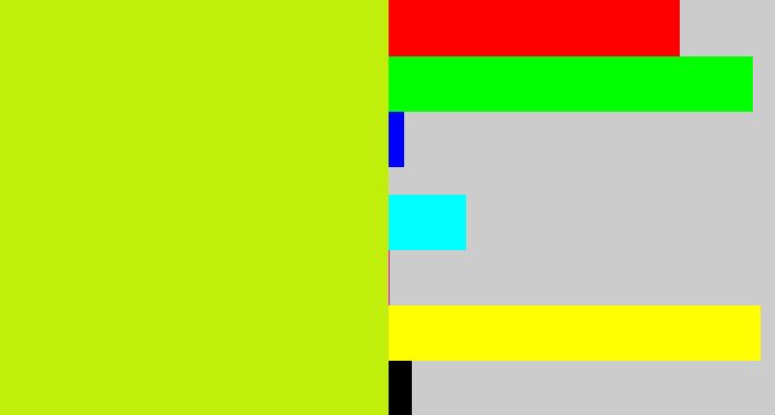 Hex color #bfef0a - chartreuse