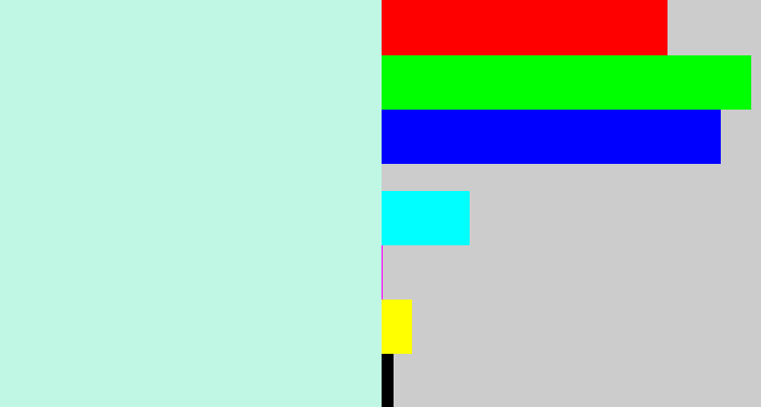 Hex color #bff7e4 - pale aqua