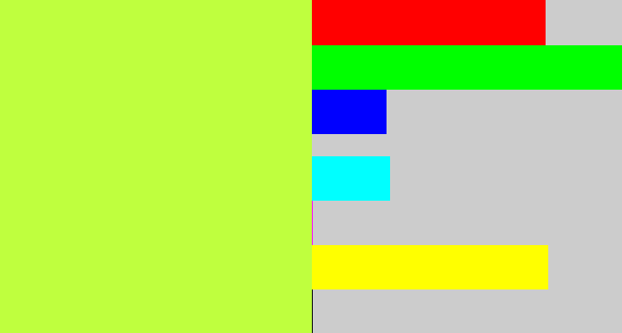 Hex color #bfff3e - yellow/green
