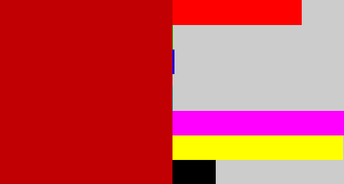 Hex color #c00002 - scarlet