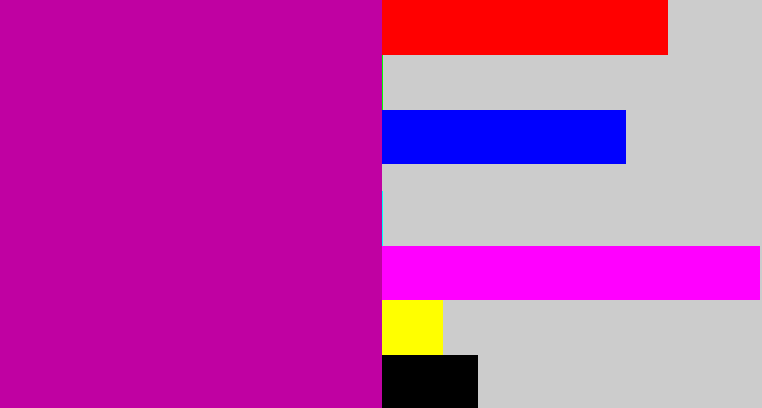 Hex color #c001a2 - barney purple