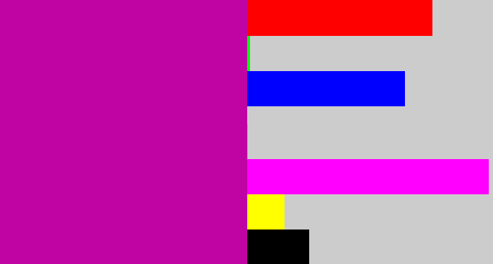 Hex color #c003a3 - barney purple