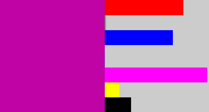 Hex color #c003a5 - barney purple