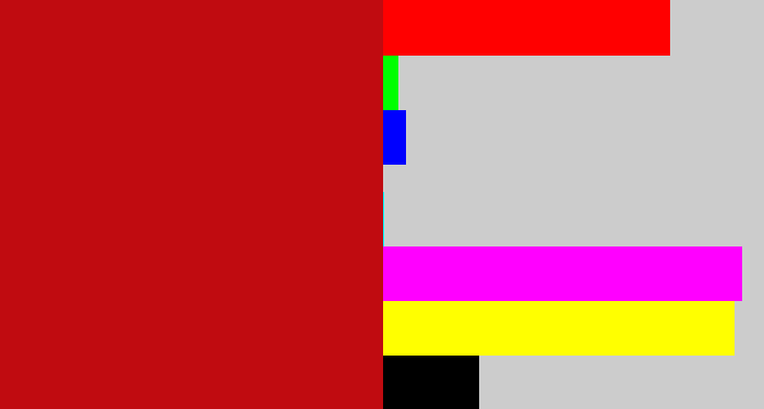 Hex color #c00b10 - scarlet