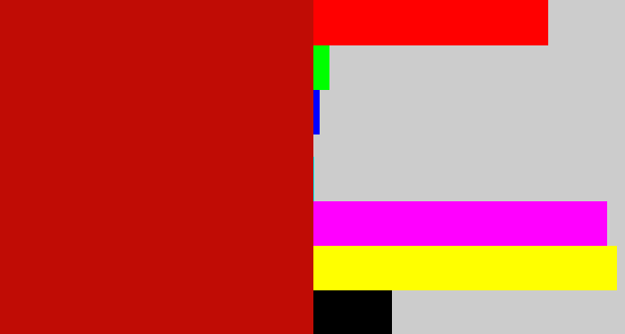 Hex color #c00c05 - scarlet