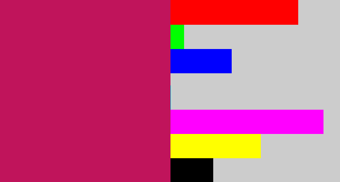 Hex color #c0145b - deep pink