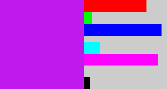 Hex color #c019ee - neon purple