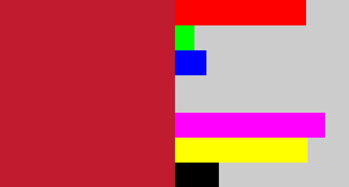 Hex color #c01b2f - rouge