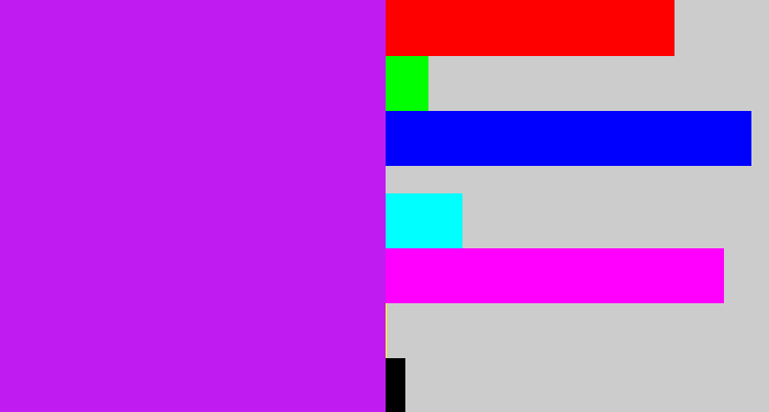 Hex color #c01cf1 - neon purple