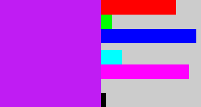 Hex color #c01cf3 - neon purple