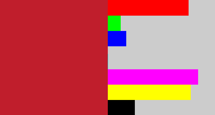 Hex color #c01e2c - rouge