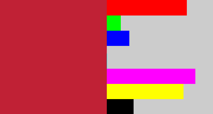Hex color #c02135 - rouge