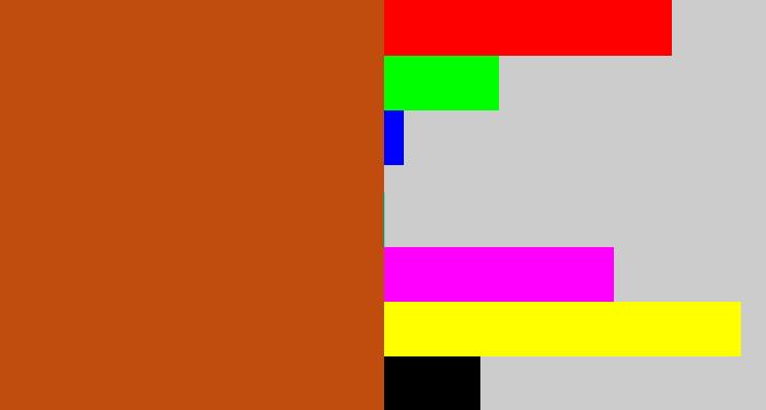 Hex color #c04c0e - brick orange