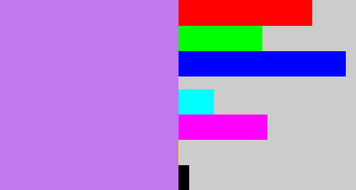 Hex color #c078ef - light purple