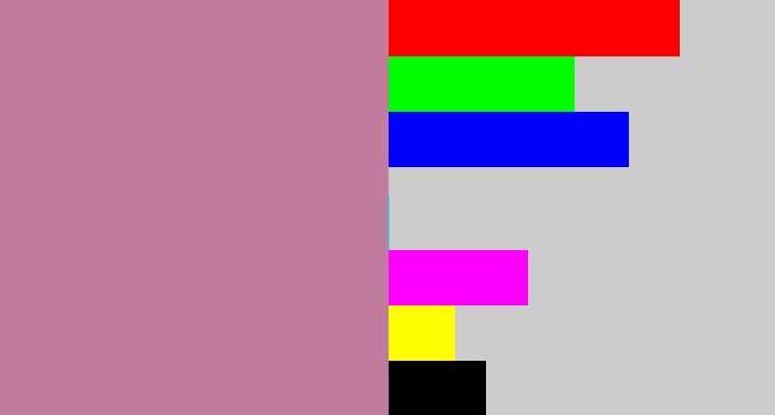 Hex color #c07b9f - grey pink