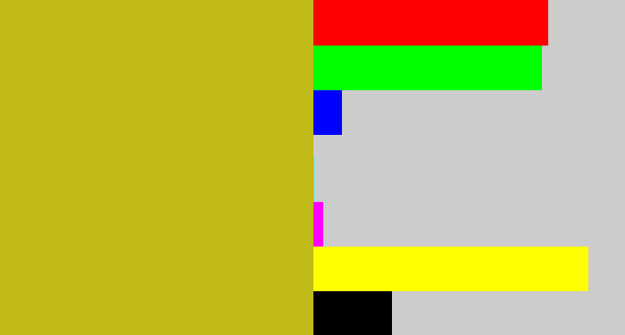 Hex color #c0ba18 - puke yellow