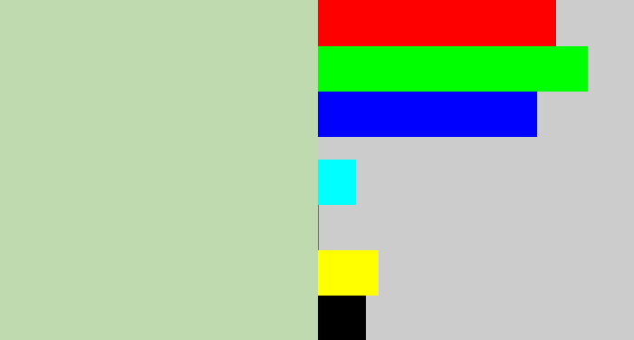 Hex color #c0dab0 - light grey green