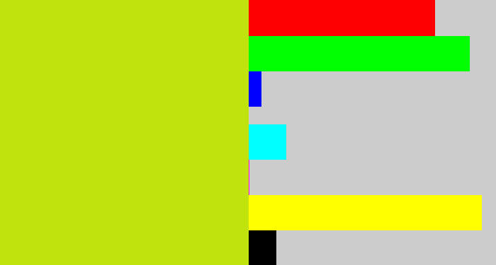 Hex color #c0e30d - yellowish green