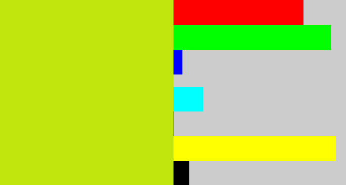 Hex color #c0e70d - chartreuse