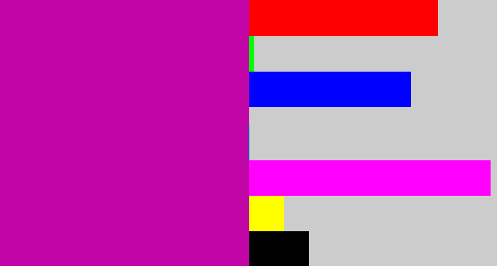 Hex color #c105a6 - barney purple