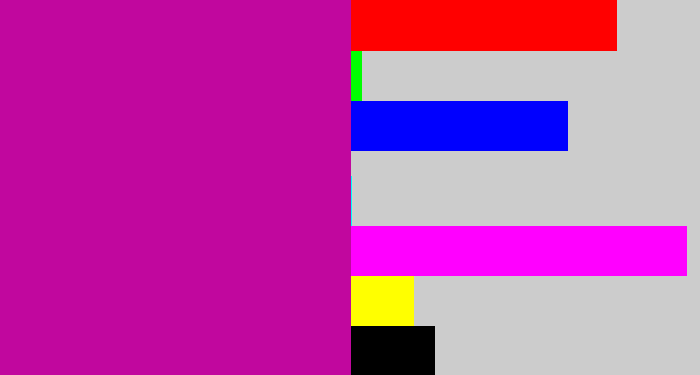 Hex color #c1079e - barney purple