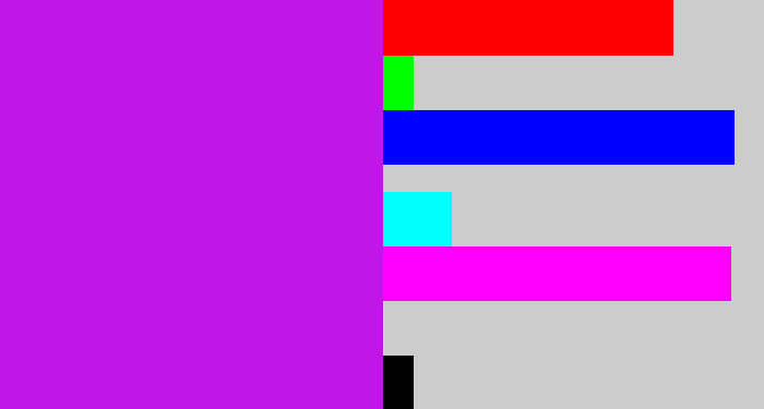 Hex color #c115ea - neon purple