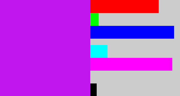 Hex color #c116ed - neon purple