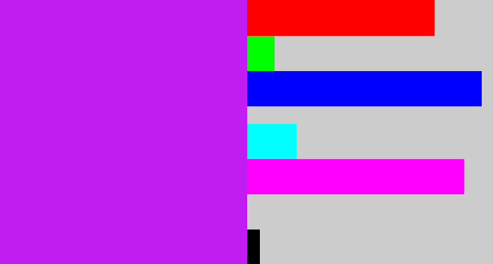 Hex color #c11cf1 - neon purple