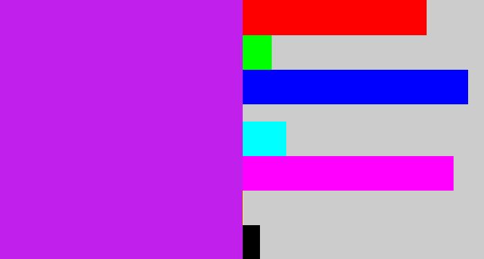 Hex color #c11fec - neon purple