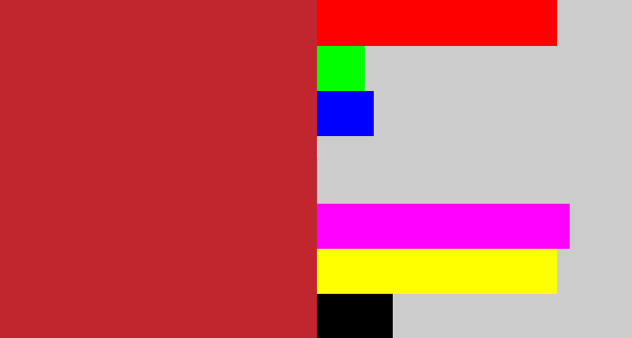 Hex color #c1262f - dull red