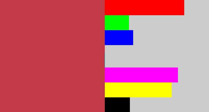Hex color #c13a46 - reddish