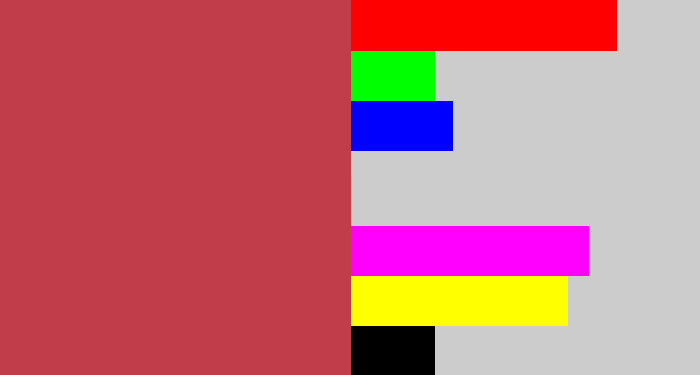 Hex color #c13d49 - reddish