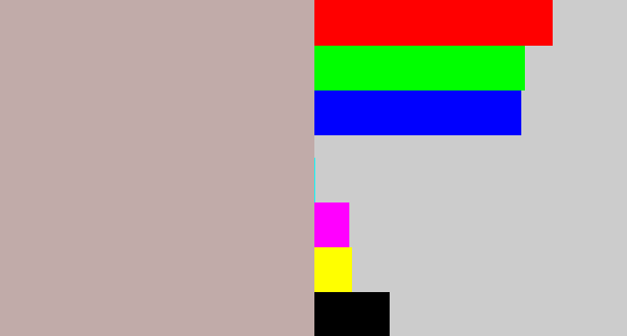 Hex color #c1aba9 - pinkish grey