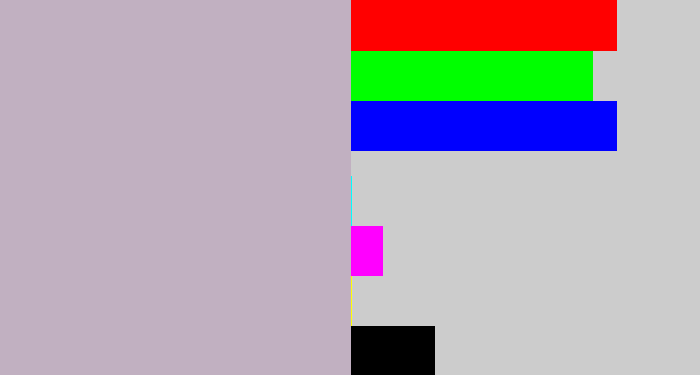 Hex color #c1b0c1 - pinkish grey
