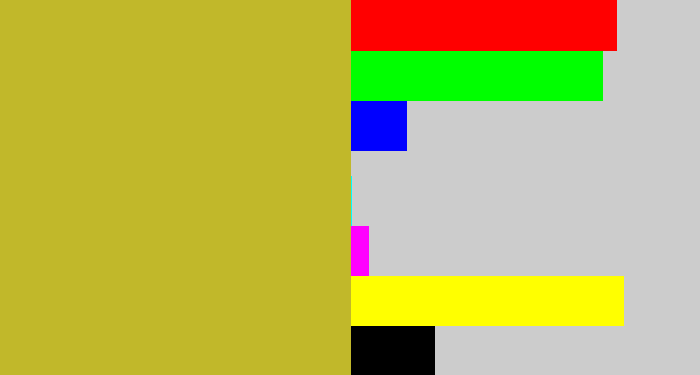 Hex color #c1b82a - puke yellow