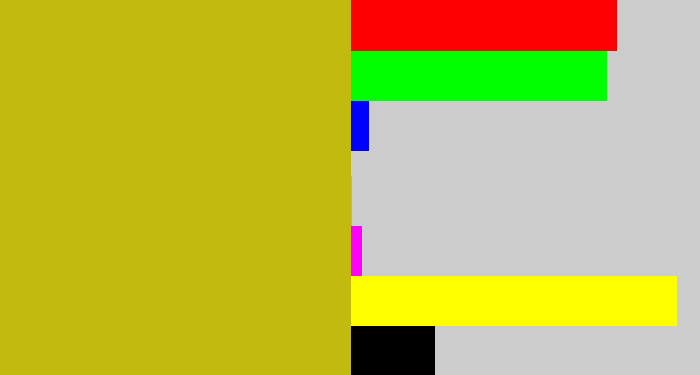 Hex color #c1bb0e - puke yellow