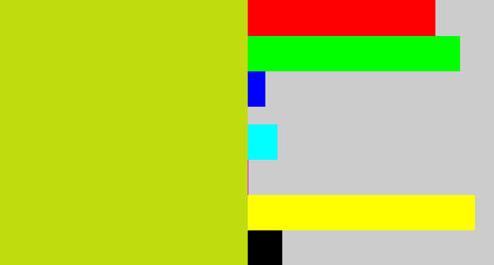 Hex color #c1db11 - yellowish green