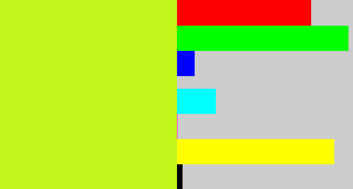 Hex color #c1f71a - yellowgreen