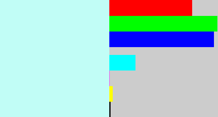 Hex color #c1fdf6 - duck egg blue